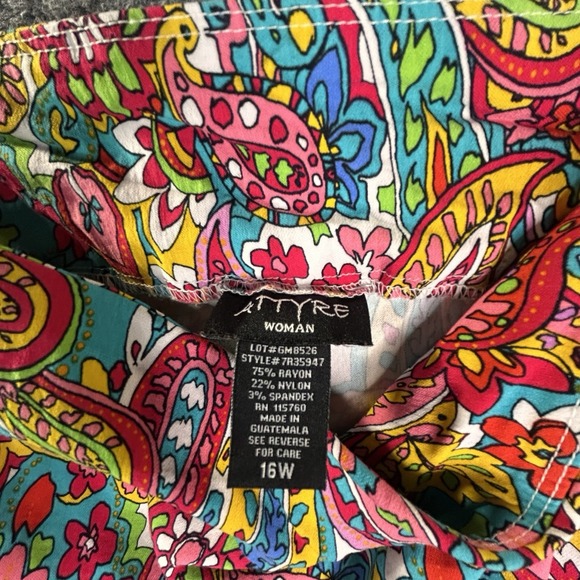 Attyre Womens Pull On Crop Pants Paisley Size 16w Multicolor - Picture 3 of 7